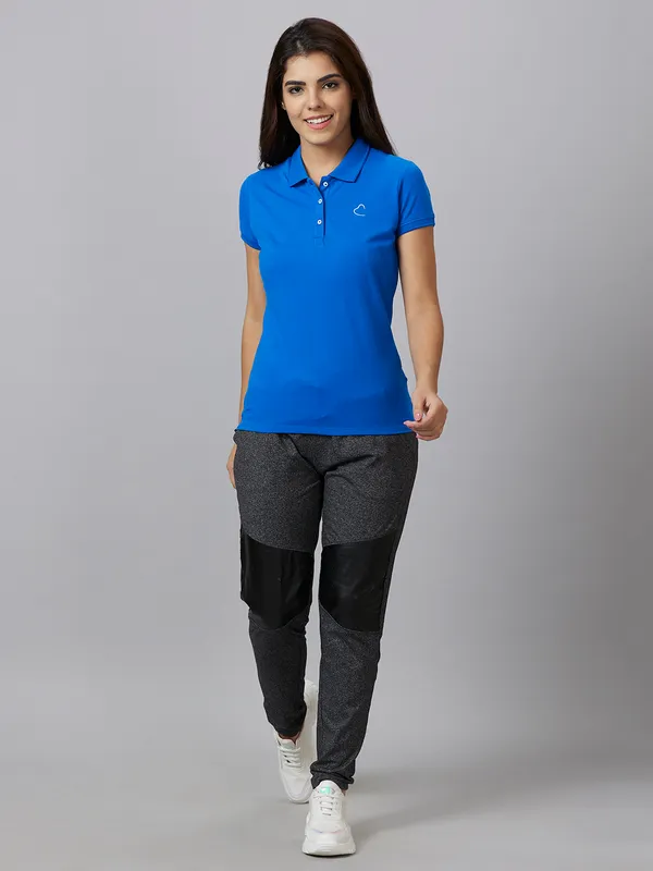 Being Human Easy Fit Women Polo Neck T-Shirts-Imperial  Blue